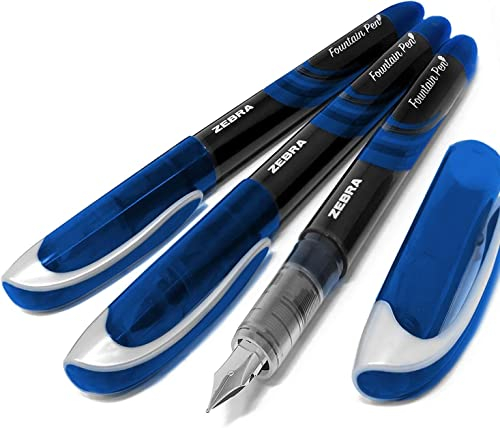 Zebra Fuente Einweg-Füllfederhalter, blaue Tinte, 3 Stück