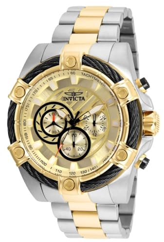Invicta Bolt 25518 Herrenuhr - Quarzwerk - Edelstahl mit goldenem Zifferblatt - 52 mm