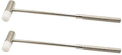 LBY 2-Pack Jewelers Dual Head Hammer, 13.95mm(.55'') Small Metal Hammer Steel Handle Small Watch Hammer Set, for Leather Crafts Jewelry Hammer