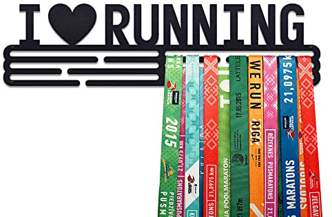United Medals I Love Running Medaillenhalter Running Laufen für 48 Medaillen Aufbewahrung - Läufer Geschenk Marathon Zubehör - Medal Holder Hanger Display Rack