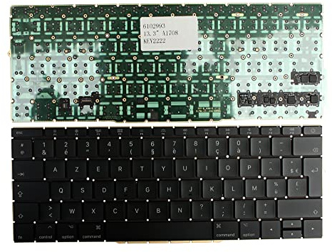 Keyboards4Laptops Francese versione retroilluminato (senza vitto retroilluminato) nera Tastiera sostitutiva per portatili compatibile con Apple MacBook Pro 13 Inch Mid 2017