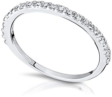 Materia Zirkonia Ring Damen Silber 925 - Stapelringe Stack-Ringe dünn schmal 22 Steine in 16-21mm rhodiniert in Etui