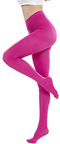 CozyWow Medias sem opacas en color liso para mujer 80D (Fucsia oscuro, L-XL)