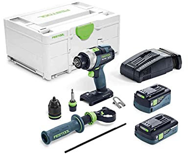 Festool Akku-Bohrschrauber TDC 18/4 5,2 Ah QUADRIVE | Leistungsstarker 18V Schrauber mit 4 Gängen, bürstenlosem Motor, kompakt & vielseitig einsetzbar für präzises Bohren & Schrauben