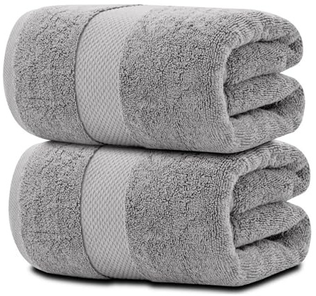 ATEN Homeware Luxuriöse Badetücher aus ägyptischer Baumwolle, extra groß, 600 g/m², 2 Stück 80 x 170 cm, sehr saugfähiges und schnell trocknendes Handtuch-Set, superweiche Handtücher für Badezimmer