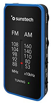 RPC6 FM/AM Bärbar Mini Analog Handhållen Radio Tuner - Fungerar Med 2 AAA-Batterier - Blå