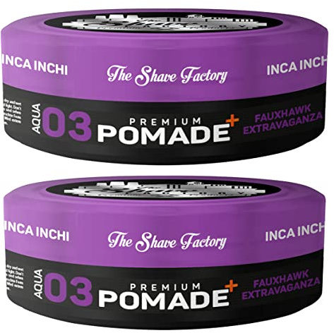 The Shave Factory Premium Pomade Aqua 03 Fauxhawk Extravaganza 150ml | Starker Halt | Extra Glanz | 2 Stück