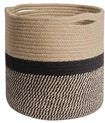 YDQUANI Woven Cotton Rope Plant Basket for Flower Pot Indoor Planters, 20 x 20 cm Jute Foldable Storage Basket Organizer Modern Decor Household Laundry Basket