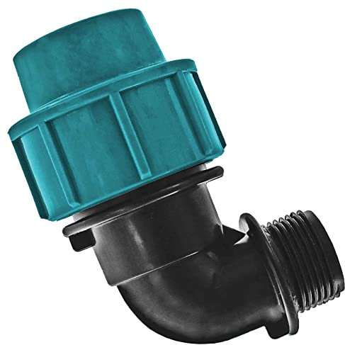 MegaHaustechnik Klemm Ring Verbinder Fitting aus Kunststoff PP Winkel Übergang mit 1 Zoll Außengewinde, Muffen Anschluß zum Verschrauben für PE Rohr Außendurchmesser 25mm i-AG PN16 Trinkwasser