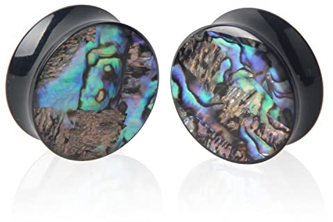 2 st gauge opal öronproppar piercing smycken set dubbel flare sadel stretch gages tunnel expander 5 mm, 25mm(1), Akryl, Ingen ädelsten