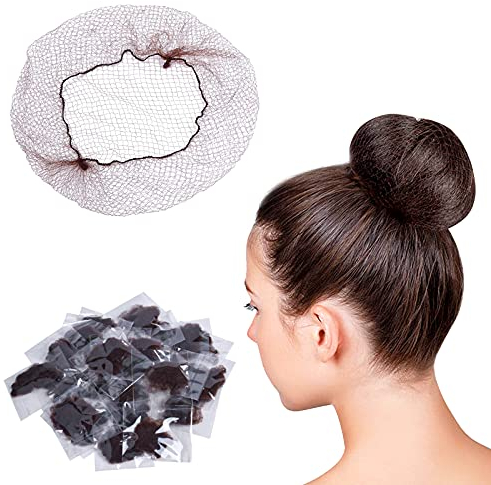 Haarnetze 100 Stück Ballettbrötchen Haarnetze Haarnetz Haarnetze für Frauen Unsichtbare Haarnetze für Frauen, Haarknoten Herstellung, Ballett Tänzer, Chefkoch, Krankenschwester (Braun)