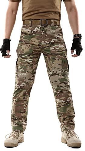 BWBIKE Pantaloni Militari Tattici da Uomo Pantaloni da Paintball da Combattimento Pantaloni da Lavoro Mimetici da Allenamento All'aperto (Senza Cintura), Camuffare