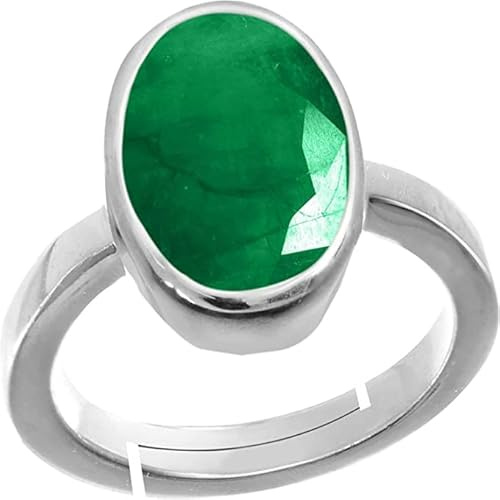 Anello di fidanzamento regolabile in argento Sterling 925 con smeraldo cetificato da 5,56 carati, per uomini e donne, pietra preziosa e pietra dorata