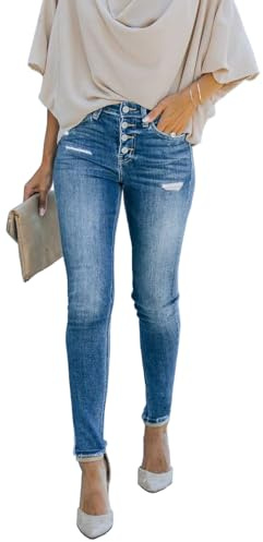 DGRPI Women's Ripped High Waisted Skinny Jeans Distressed Stretchy Boyfriend Denim Pants
