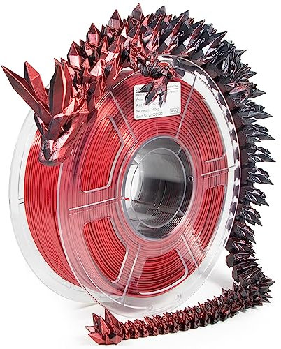 iSANMATE Filament 1.75 PLA, Dual Zweifarbig Silk PLA Fliament 1.75, Dual Color Filament 3D Drucker Filament 1kg Spule +/- 0.03 mm, Dual Schwarz und Rot