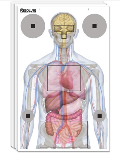 RESOLUTE (25) 23x35 Medically Designed Shooting Targets For The Range, 100% Anatomical Shooting Target, Targets For Pistol Shooting, Rifle, Air Pistols, Pellet Gun, Bb Gun, Airsoft Rifles, Airsoft Gun