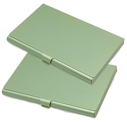 Joyangy Visitenkartenhalter aus Metall, goldfarben, Aluminium-Legierung, Visitenkartenetui, Flip-Cover, schlanke Tasche, Visitenkartenhalter, Geldbörse, Namenskartenhalter für Männer und Frauen, 2