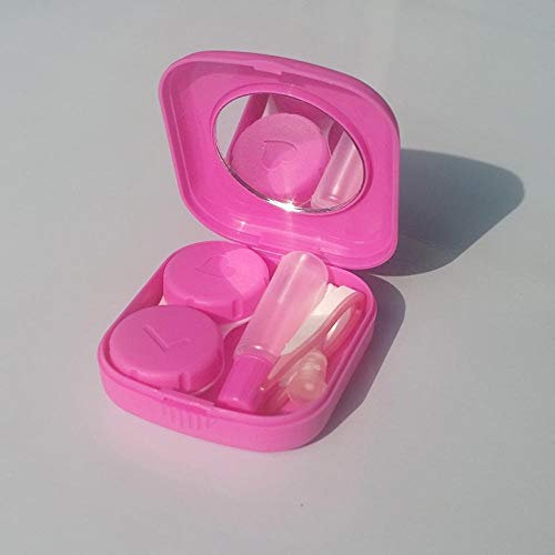 Lens Storage Cases， Contact Lens Cases,Mini Box Container, Mini Square Contact Lens Case With Mirror Women Colored Contact Lenses Box Eyes Contact Lens Container Lovely Travel Kit (Color : Pink) ( Col