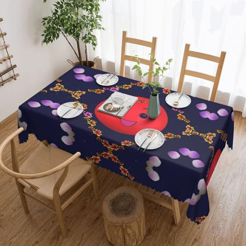 Rechteckige Tischdecke mit lächelnden roten Orangen, waschbar, bedruckt, Dekostoff, Tischdecke für Esstisch, Buffet, Partys, Bauernhaus, Küche, 137 x 183 cm
