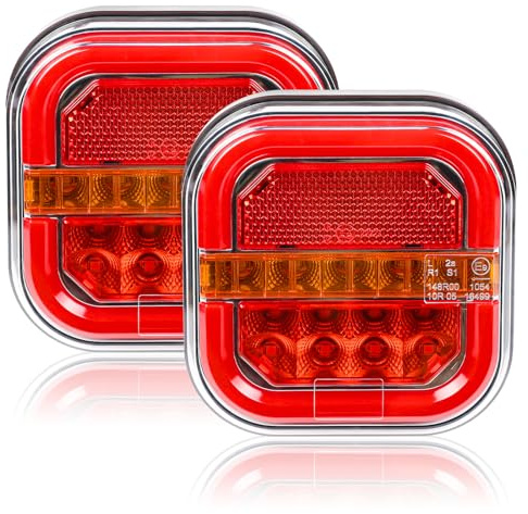 Yinaolan 2 Stück LED-Anhänger-Rückleuchten, 12/24 V wasserdicht LED-Rücklicht Bremslicht Blinker Kontrollleuchte für Wohnwagen, Van, Boot, Wohnmobil, LKW, Traktor, E-Prüfzeichen