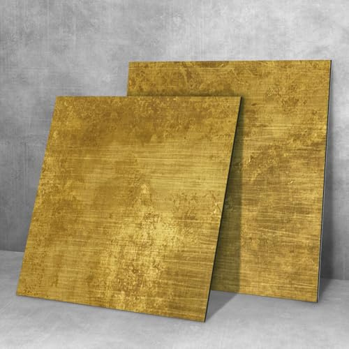 Funlife Sink Splash Guard Cooker Splashback Backsplash for Kitchen Decorative Wall Panels 1mm Thick, Rusty Brass Yellow Metal