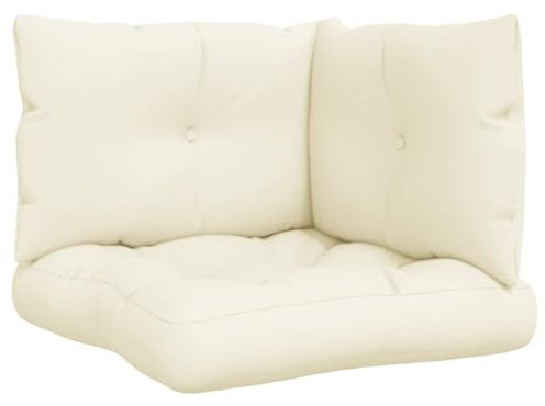 vidaXL Palettenkissen 3-TLG., Palettenpolster für Europaletten, Palettensofa Kissen Indoor Outdoor, Palettenauflage Sitzkissen Rückenkissen Seitenkissen, Creme Stoff