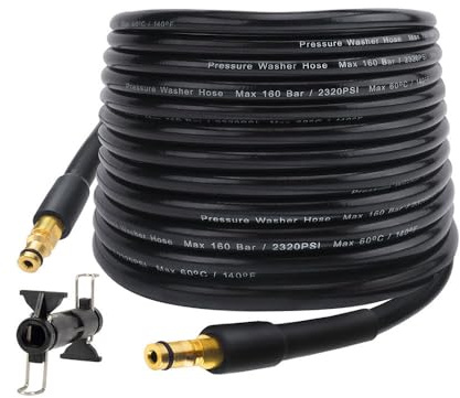 Shkalacar Manguera para hidrolimpiadora a presión 6 m 160 Bar 2320 psi Manguera de hidrolimpiadora de PVC para hidrolimpiadora de tres capas resistente al desgaste para Karcher K2-K7 con conector de