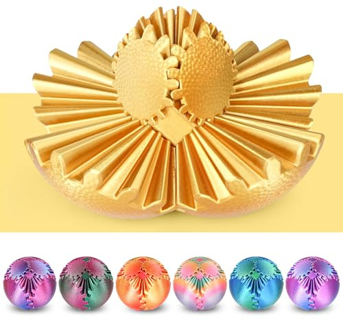 Gear Ball Fidget Spielzeug Steampunk Zahnrad Kugel Stressabbau Sensorisches Spielzeug autistische Kinder Erwachsene 3D Gedruckt Lustiges Geburtstagsgeschenk Weihnachten Ostern (Gold,8 cm)