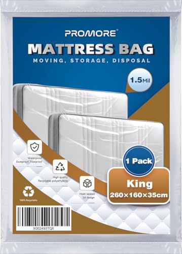 PROMORE King Size Mattress Cover for Moving, Storage - Mattress Bags for Moving and Transport, Mattress Protector Storage Bag - Strong, Reusable, Tearproof, Waterproof, Anti-dust