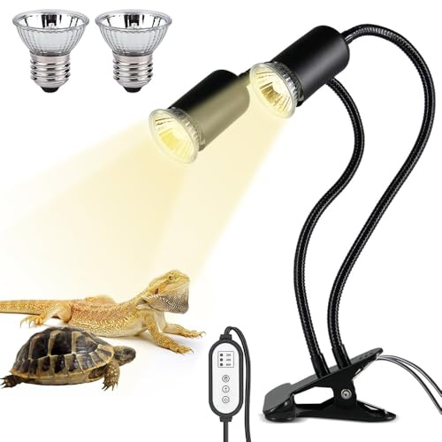 KQWVZ Lampada Tartarughe d'Acqua, Lampada Riscaldante Per Tartarughe, LampadaRettili Riscaldante, con Interruttore Timer Regolabile, UVA UVB LampadasRiscaldante, per Rettile, Anfibi, Tartaruga