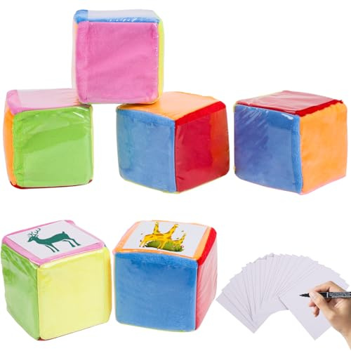RNHDLY 2 cubi grandi in schiuma, cubo colorato con tasche da taschino, 10x10x10 cm con tasca per asilo, scuola materna, apprendimento precoce