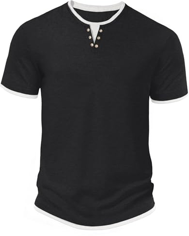 Hisir Camiseta de Verano para Hombre, Manga Corta, Cuello Redondo, Estilo Casual, Clásica, con Bloques de Color