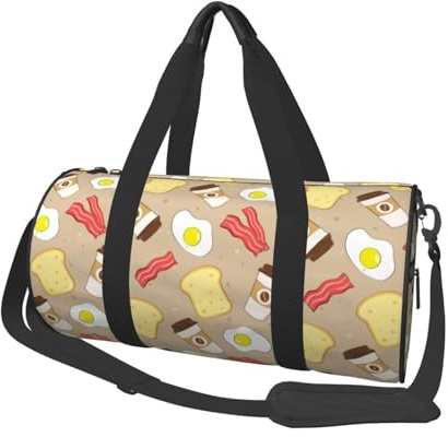 Sac de voyage de voyage, café bacon, œufs, toasts, sac de gym pour femmes et hommes, sac de transport pour week-end, sac de voyage pour objets personnels