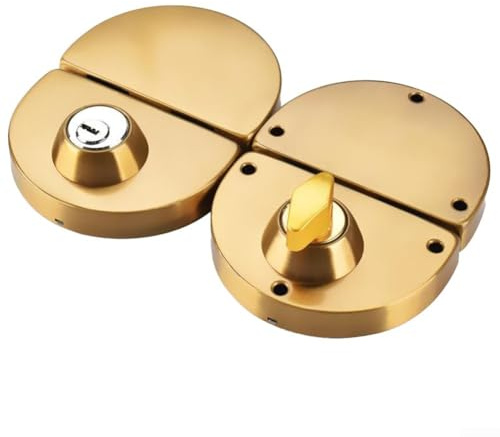 Verrou de porte en verre sans cadre avec mécanisme à double boulon, parfait pour le bureau et la maison, taille max 60 mm (doré)