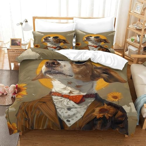 3D-Gedruckte Bettdecke Bettwäsche-Set Kissen Bettwäsche Komfort Tierhund 1 Bettbezug + 2 Kissenbezug -Bettwäsche Anti Milben Encasing Bettbezug Bettwäsches 260X230 cm -71347529527812