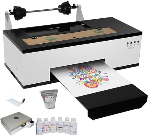 Furvveerr DTF Drucker L1800 T-Shirt Drucker Weiße mit Tinte Mischsystem,A3 DTF Drucker,1440 * 720dpi/1440 * 1440dpi,DTF Transfer Drucker,Transferdrucker für Hoodies/Onesies/Socken