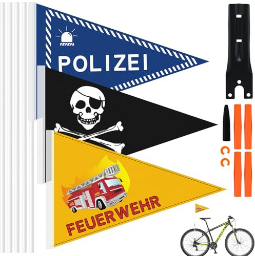 Muyohix Fahrrad Wimpel für Kinder, 3 Stück Fahrradfahne für Kinder, Kinderfahrrad Sicherheitswimpel Verstellbare, Kinderfahrradfahne mit Befestigungswinkel, Bunt Fahrradanhänger Fahrradzubehör(B)