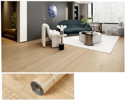 Linoleum Boden,Vinylboden Selbstklebend 3D-Tapete mit Retro-Holzmaserung, abziehbare und aufklebbare Bodenfliesen, wasserdichte Bodenfliesen, entfernbarer Aufkleber, 1 Rolle 118'' X 15,7''(Yellow brow