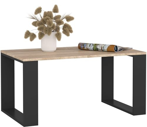 AKORD | Tavolino da Salotto in Legno - NOX | Tavolo da Caffè con gambe | Coffee Table | Tavolini Basso Moderno | Arredamento Casa | 92 x 45 x 53 cm | Quercia Sonoma & Nero