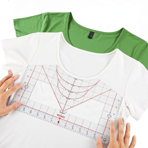 Heclia T-Shirt Lineal für Vinylausrichtung Präzisions Messlineal für Heat Press Nähen Sublimation Perfekte Platzierungshilfe für Aufdrucke Applikationen DIY-Basteln professionelle Textilveredelung
