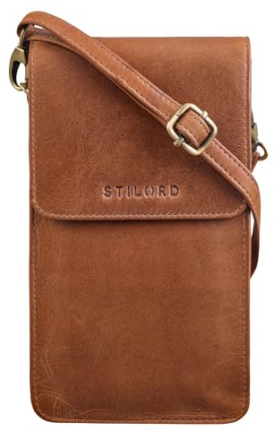 STILORD Imola Echtleder Handytasche 7 Zoll Damen Herren Vintage Umhängetasche Brustbeutel Leder Damen Herren Unisex Crossbody Bag Farbe:Mocca - Dunkelbraun