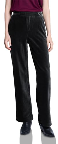 Street One Studio 3716692 Pantalon en Velours côtelé à Jambes Droites, Noir, 42W / 30L Femmes
