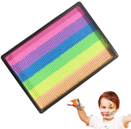 Gesichtsfarbe Buntstifte Für Kinder - Ungiftige, Schminkenpalette Mit 2 Pinsel 32 Schablonen, Waschbare Gesichtsfarben Sichere Körperfarbe Für Erwachsene Kinder - Ungiftige Wasserbasis Split Cake Face