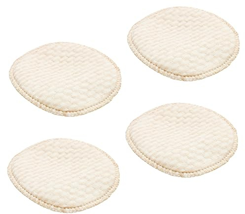 Coppe Assorbenti Allattamento 4 Pezzi 11x11 Cm in Cotone Naturale | Beige, Lavabili, Anti Perdita, per Madri in Gravidanza, Confezione da 4