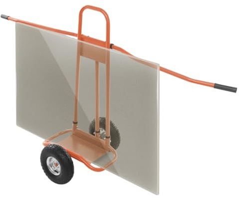 Plattenkarren bis 220 kg, Plattentransporter mit Universalrädern, Transporthilfe 120 x 50 x 85 cm, Für Transport von Trockenbauwänden, Holz- und Gipskartonplatten, Fenstern usw (Orange)