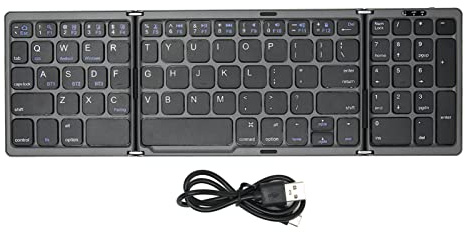 Ouitble Teclado Bluetooth Plegable con Teclado numérico 81 Teclas Teclado inalámbrico portátil Recargable para computadora portátil Tablet PC Smartphone Material ABS liviano