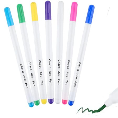 RhiVrillion 7 Stück Trickmarker Nähen Set, 7 Farben Stoffmarkierstift - Wasserlösliche & Wärmelöschbare Stoffstifte für Schneider, Nähen Zubehör und Handarbeiten