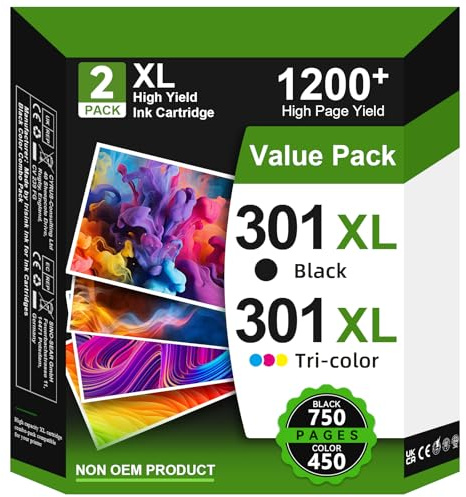 301XL Ink Cartridges High Yield Replacement for HP 301 Ink Cartridges Black and Colour, Printer Ink 301 XL for HP Envy 5530 4500 4507 4502 5532 DeskJet 2540 2544 2050 1050 OfficeJet 2620 2622 4630