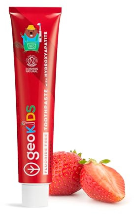 Georganics Kids & Baby Strawberry Toothpaste – 75ml – Natural Fluoride-Free with Hydroxyapatite – Vegan, SLS-Free, Plastic-Free – Safe from 6 Months+