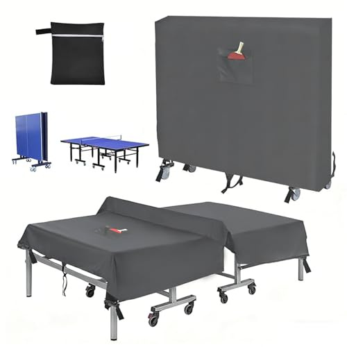 Copertura per tavolo da ping pong impermeabile per esterni adatta sia a tavoli pieghevoli che piatti Copertura pers tavolo da ping pong 600D pers esterni e interni,Grigio,165x70x185cm